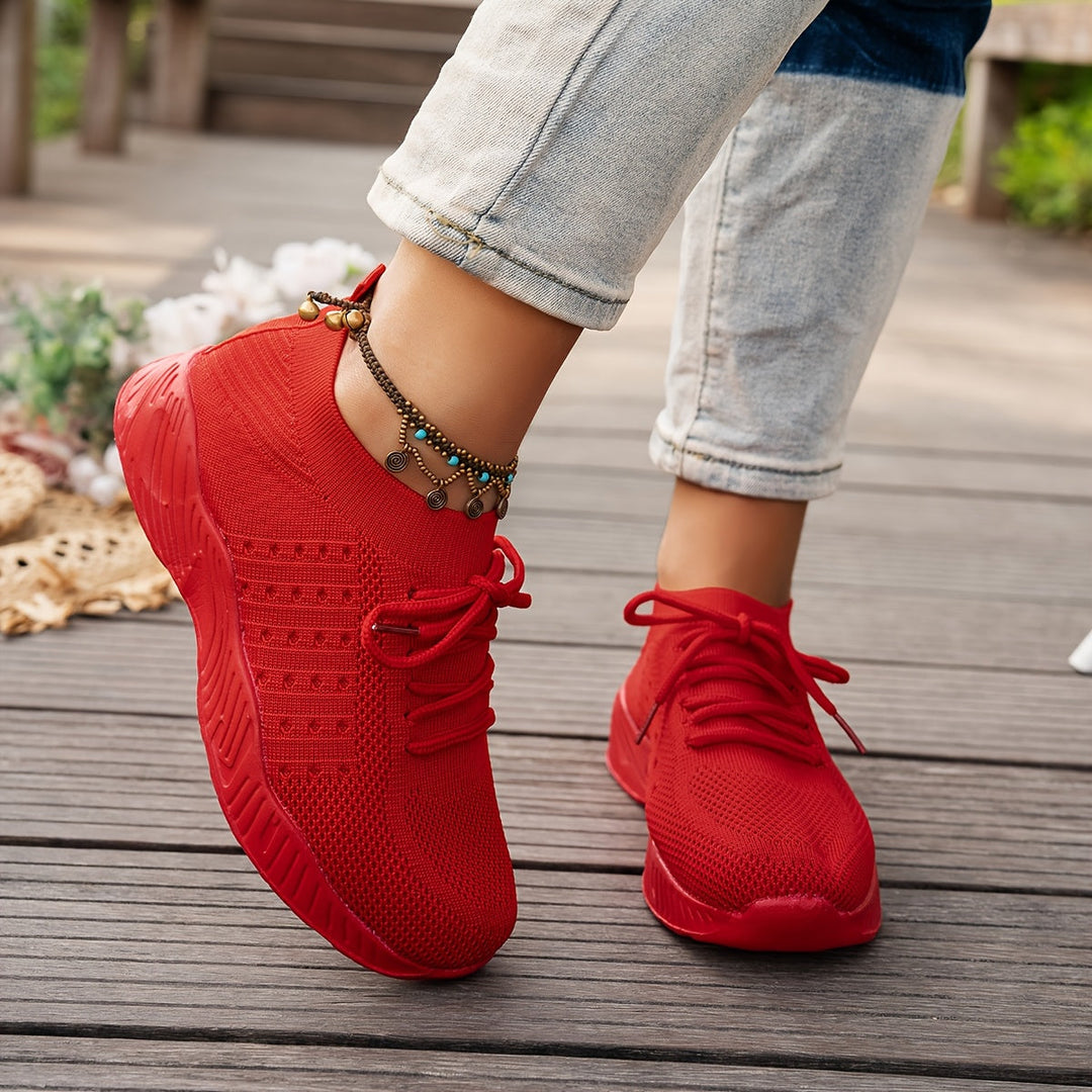 A woman wearing ultra-light comfort trainers on a long walk