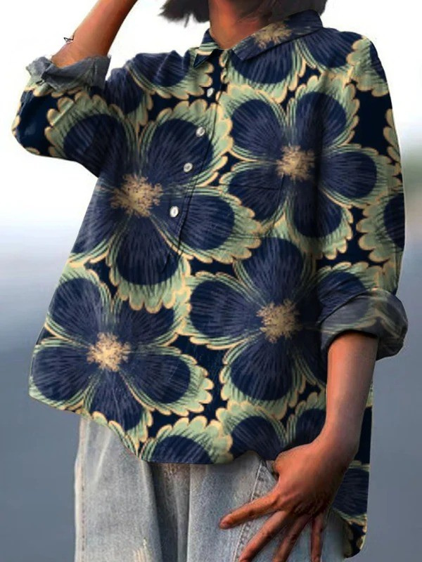 A multicolour classic light top with clean lines and a flattering, relaxed silhouette