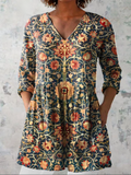 Elara | Vintage Long Sleeve V-Neck Shirt