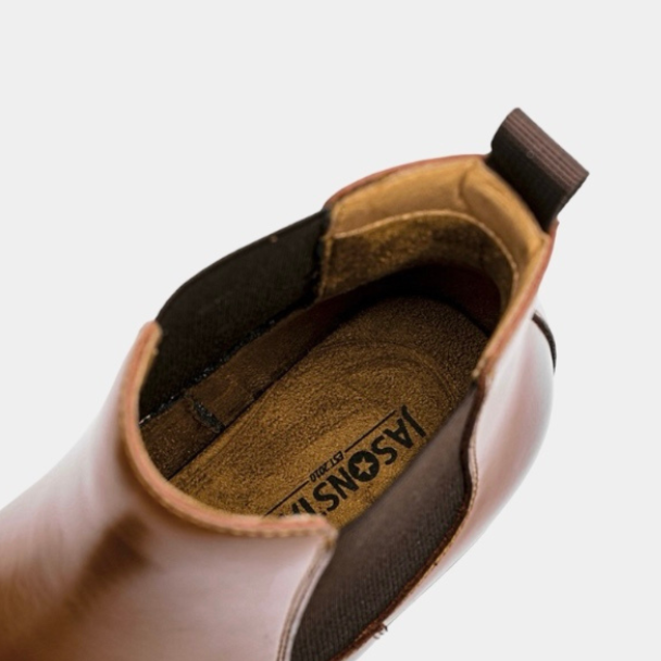 Men's classic Chelsea boots in rich brown with a clean streamlined silhouette