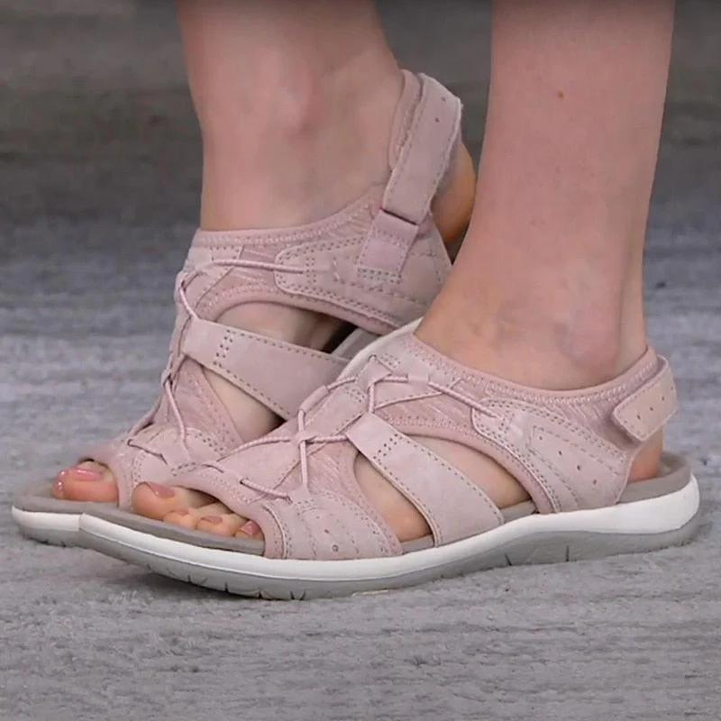 Blue closed sport sandals with adjustable straps and cushioned sole