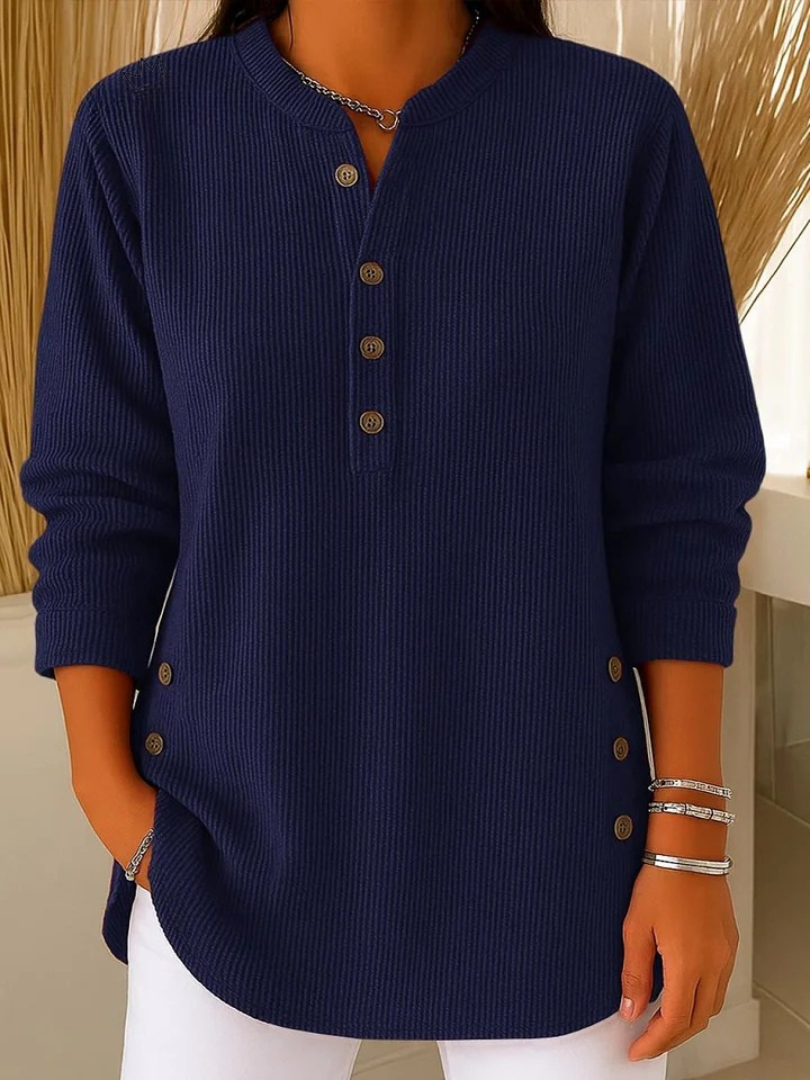 Textured button-front blouse in pink with a relaxed fit and refined finish