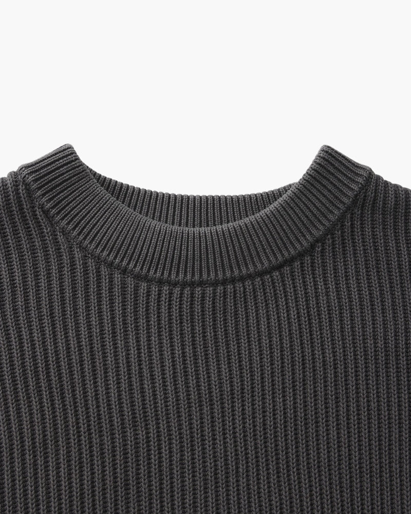 Men's black crew-neck ribbed jumper with a clean, classic silhouette