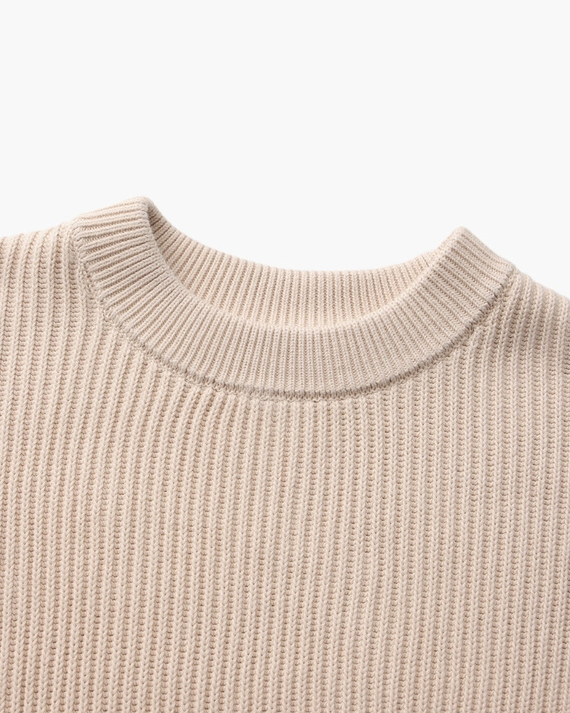 Men's black crew-neck ribbed jumper with a clean, classic silhouette