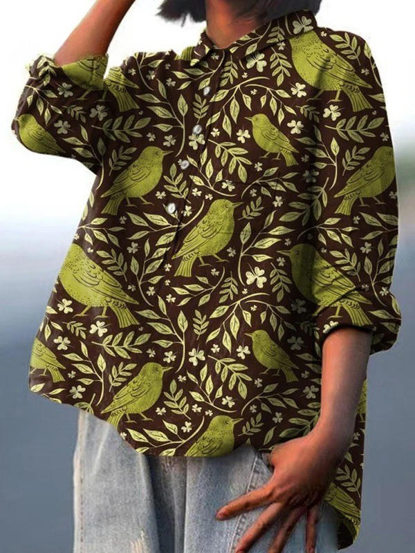 Multicolour printed women's top with a clean, lightweight and flattering relaxed fit