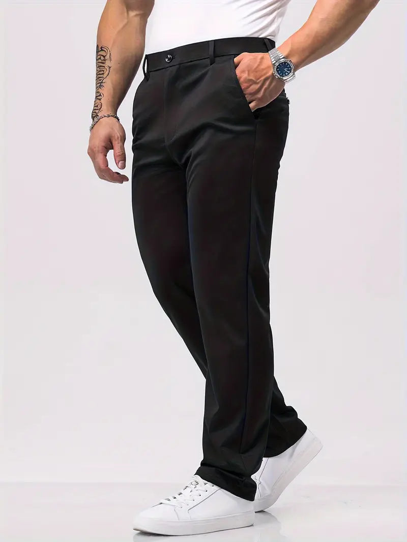 Men's slim-cut tailored trousers in black with a clean refined silhouette