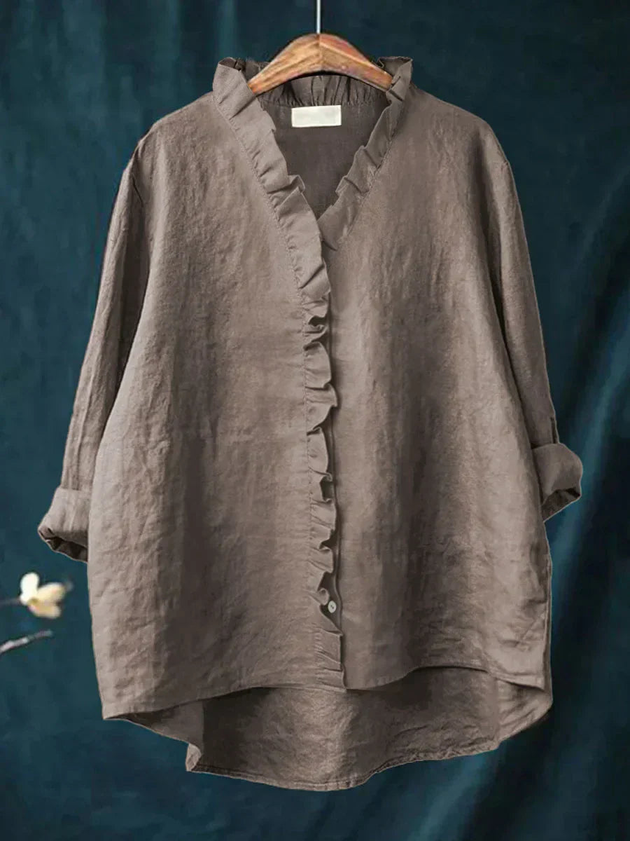 Red softly-draping women's everyday blouse with a relaxed, flattering cut