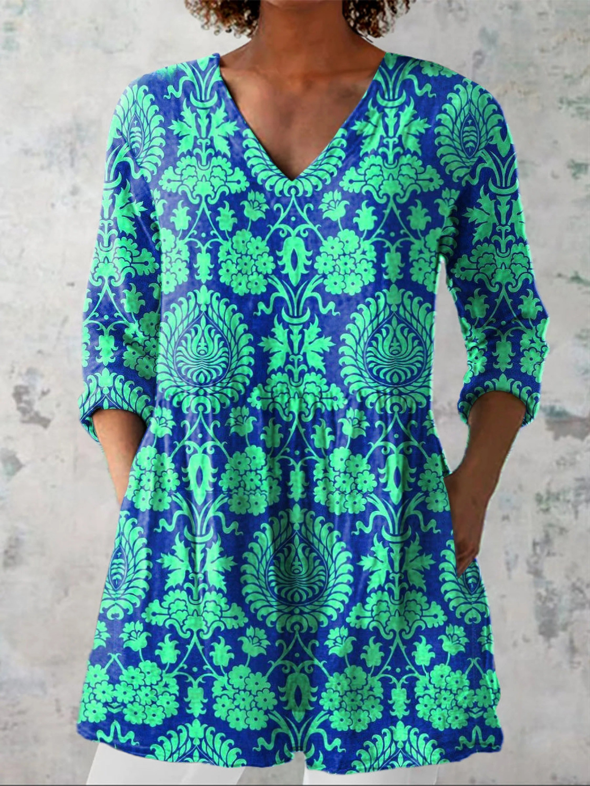 Beatriz | Vintage Long Sleeve V-Neck Shirt