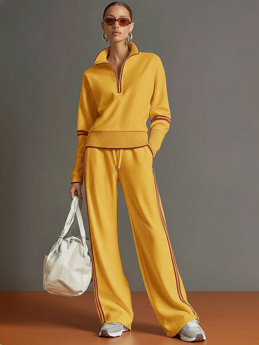 PRISCILLA™ | Elegant Sporty Set with Half-Zip Sweatshirt