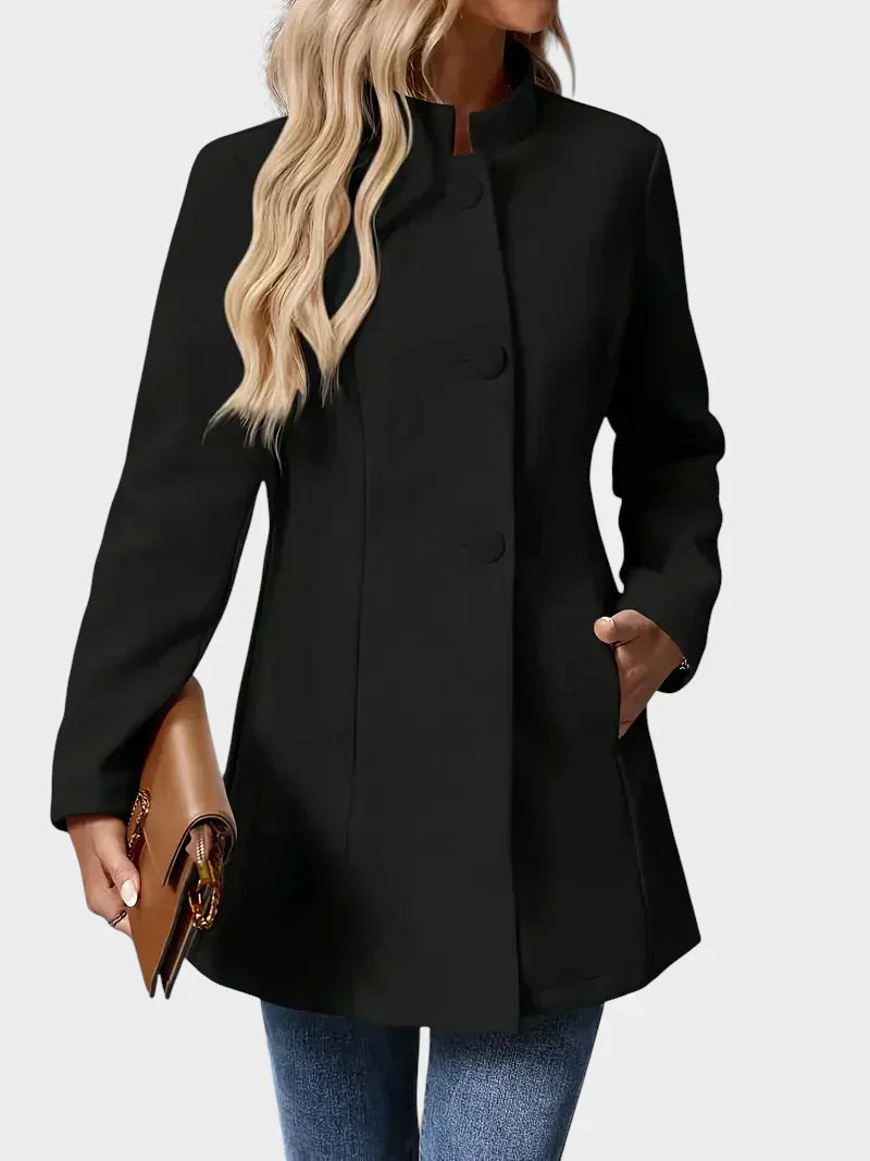 Classic elegant jacket in cream, black and camel with a clean minimalist silhouette
