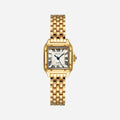 Colourful boho women's bracelet watch with a patterned strap and contrasting dial in gold