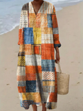 A sleeveless summer patchwork stripe dress in vivid electric blue, pink, green and purple