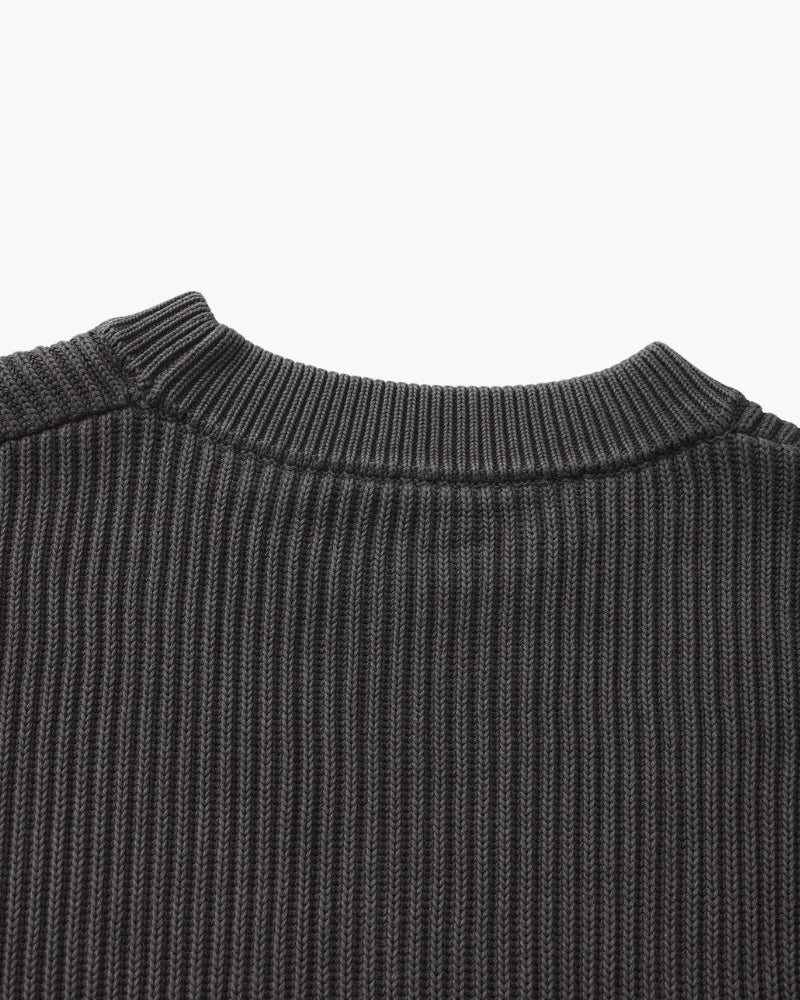 Men's black crew-neck ribbed jumper with a clean, classic silhouette