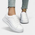 Women's classic white trainers with a clean minimal design and cushioned support sole