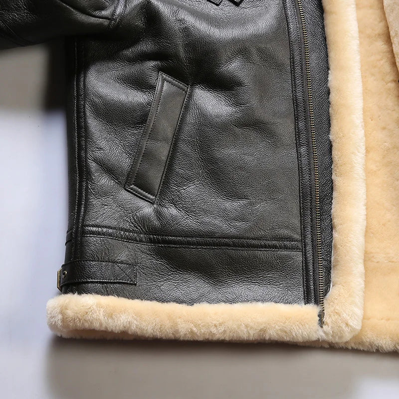 Men's dark brown aviator jacket with classic structured silhouette and zip front