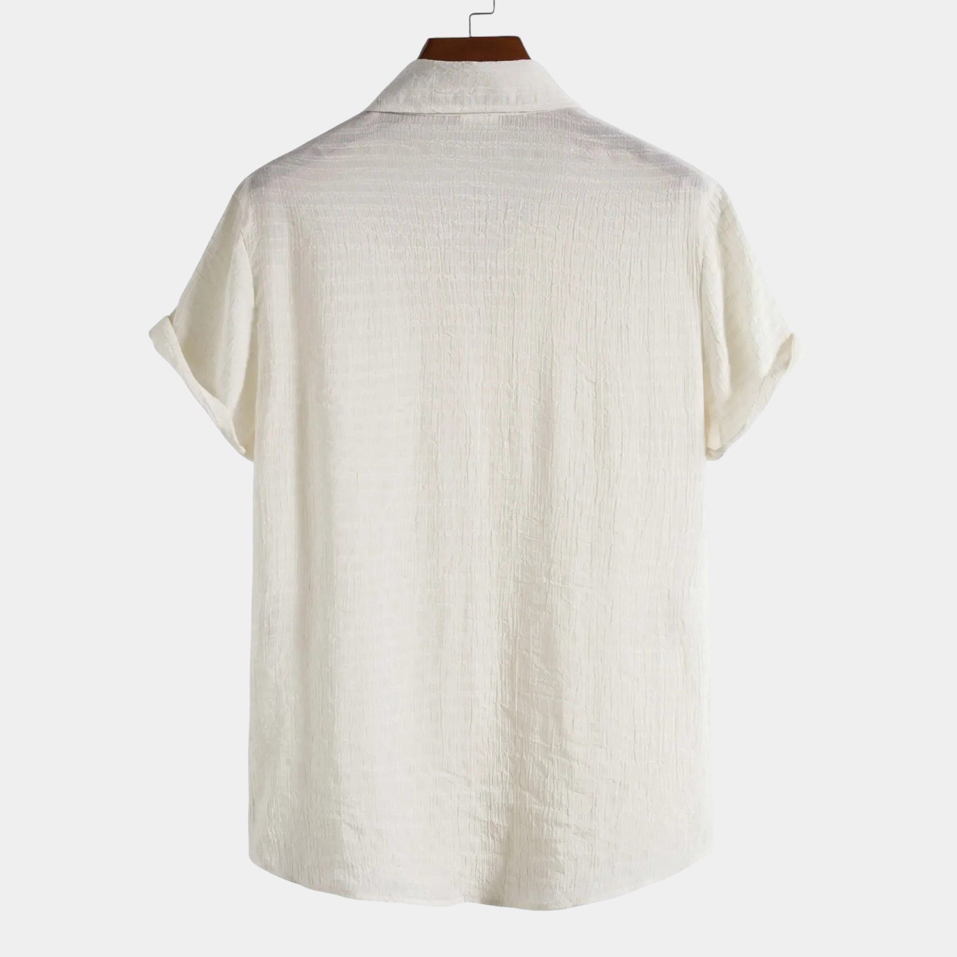 Men's classic summer shirt in white with a pleated front and clean collar