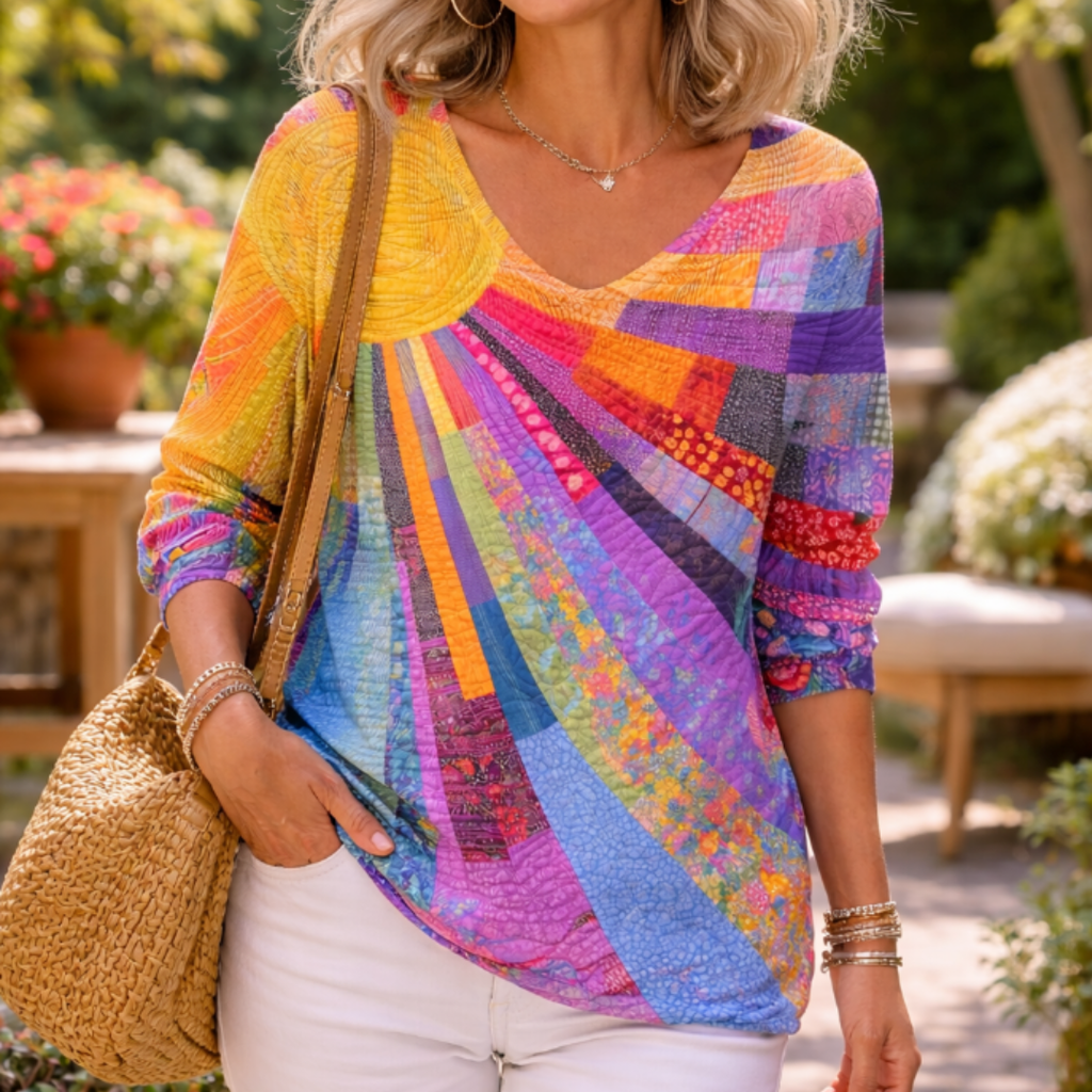Women's bold, colourful statement blouse in vivid shades
