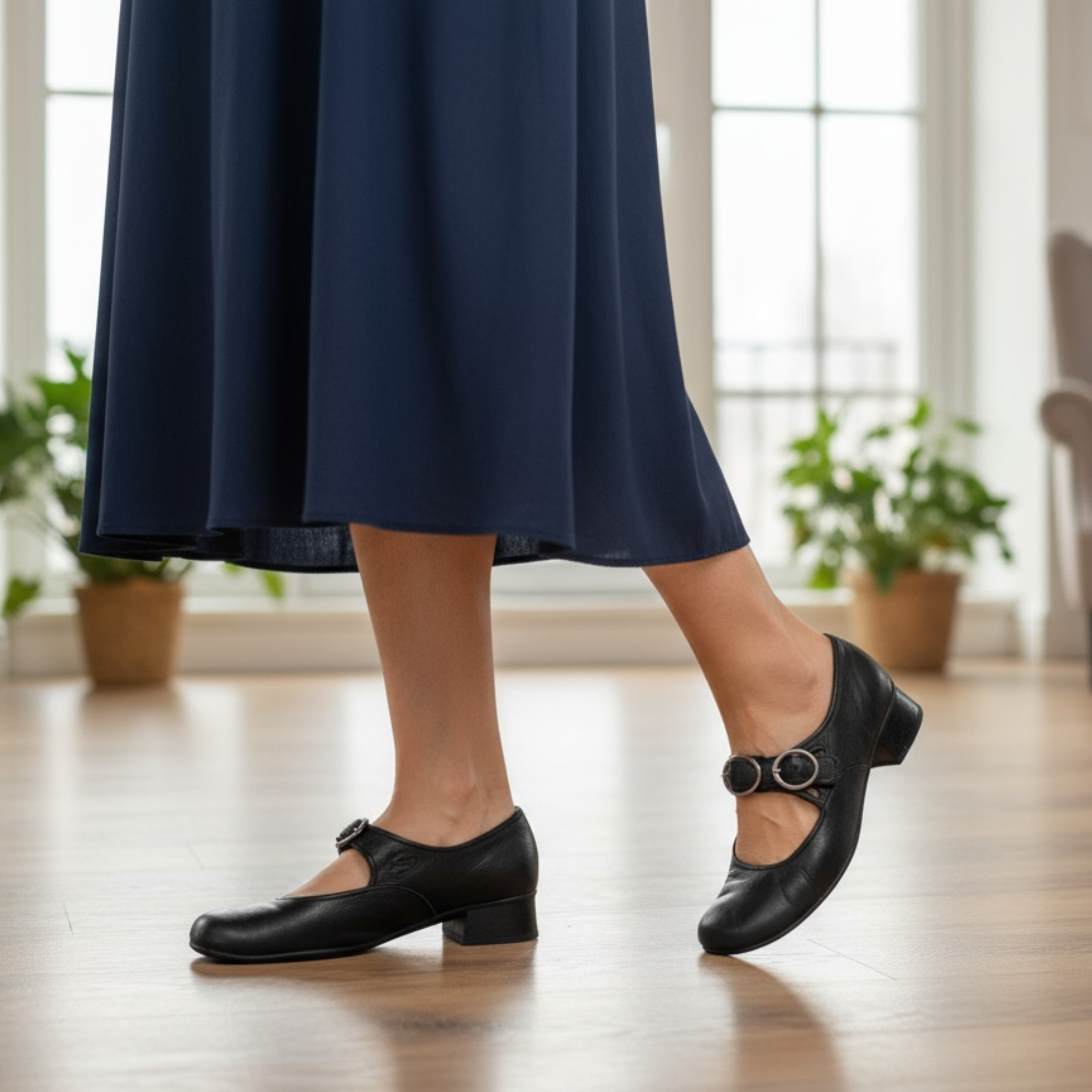 Classic comfort heeled shoes in black, red, brown and blue with a refined silhouette and cushioned sole