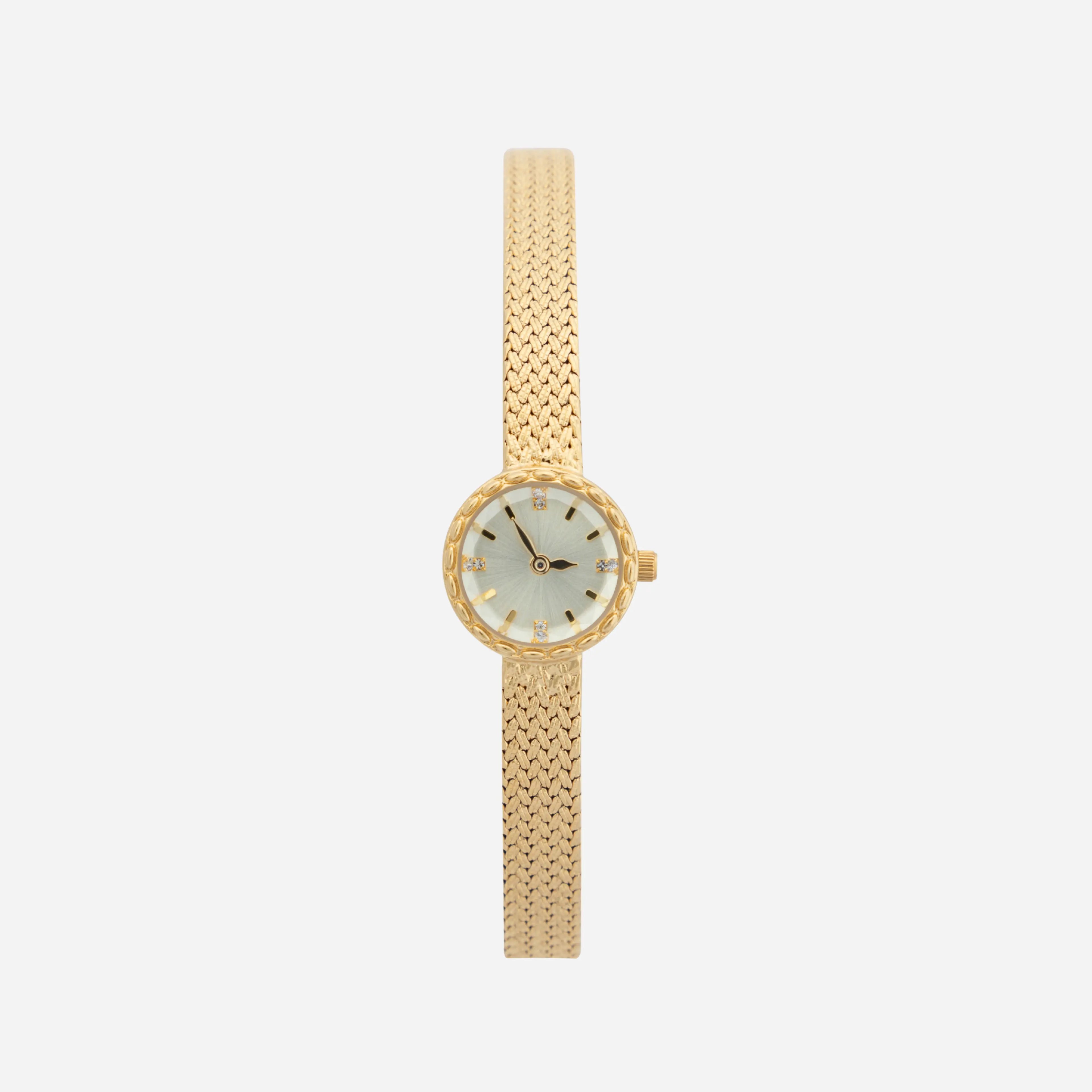 Women's minimalist gold watch with a simple round face and clean gold-tone finish