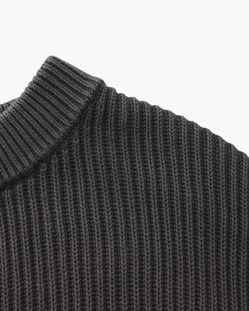 Men's black crew-neck ribbed jumper with a clean, classic silhouette