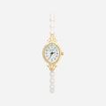 Elegant women's watch with crystal-set dial and delicate golden bracelet strap