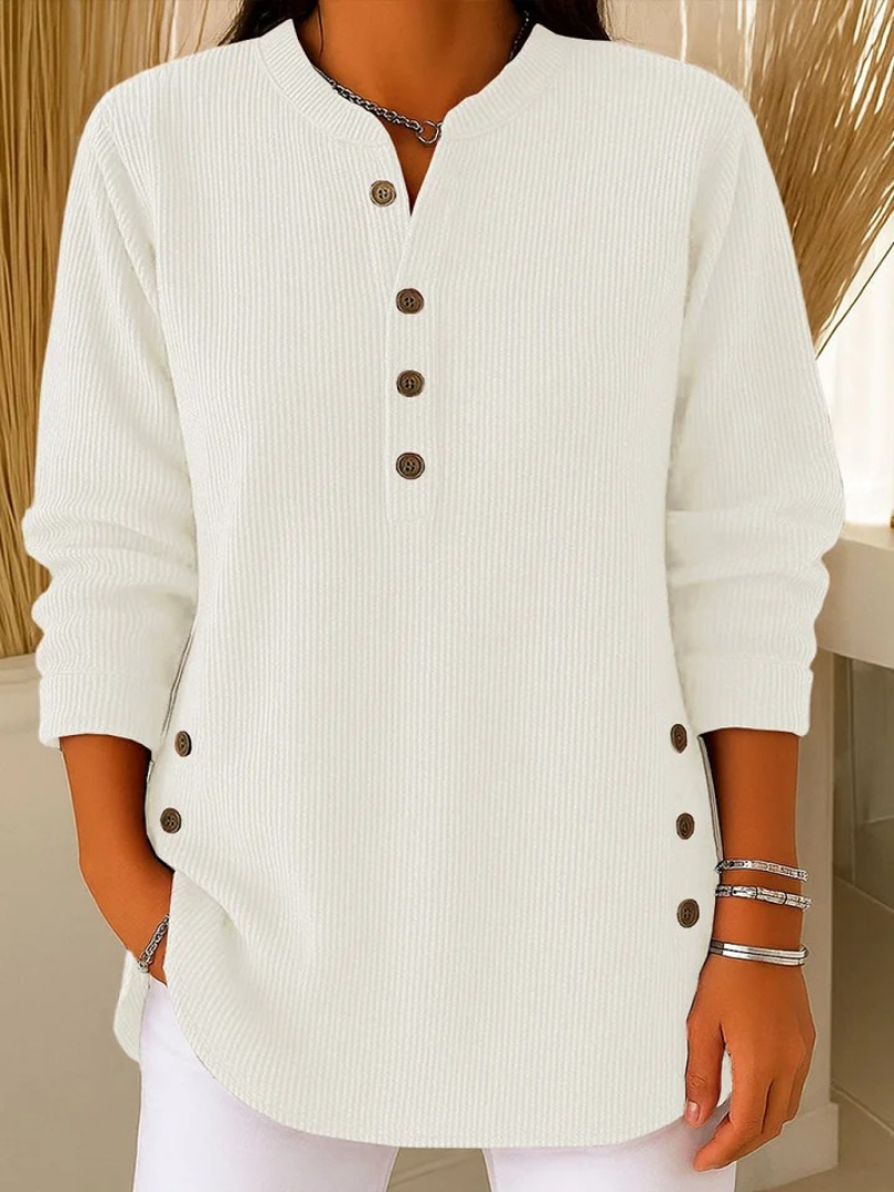 Textured button-front blouse in pink with a relaxed fit and refined finish