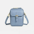 Small structured handbag with multiple pockets, available in light blue, green, orange, black, burgundy, white, pink and navy