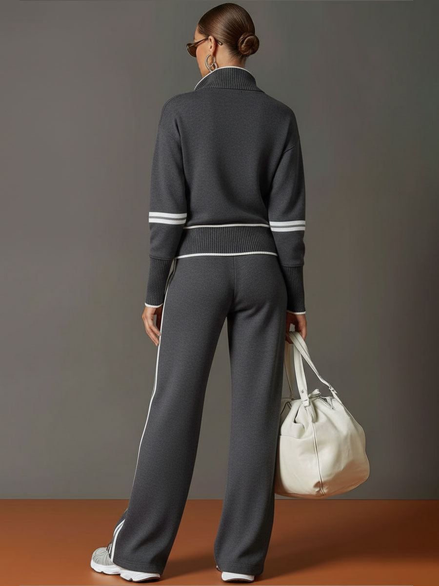 PRISCILLA™ | Elegant Sporty Set with Half-Zip Sweatshirt