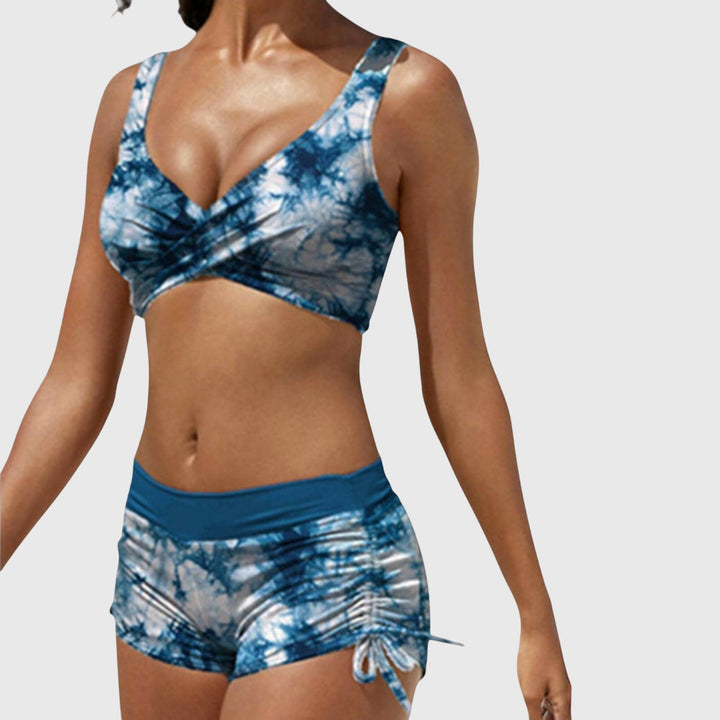 Camo print bikini in camo green, blue, black and red colourways
