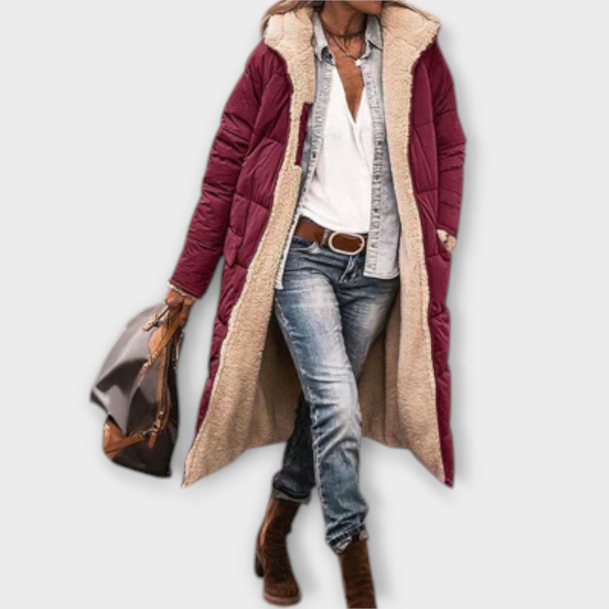 Brushed-lined winter coat in black, dark blue and khaki green with a modern relaxed silhouette