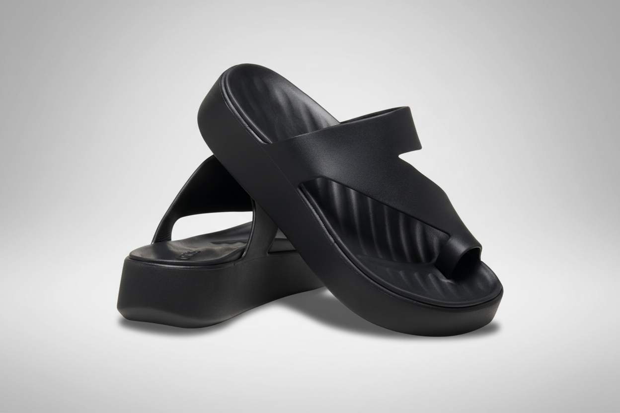 Minimalist cushioned sandal in a clean, low-profile modern design suitable for everyday wear