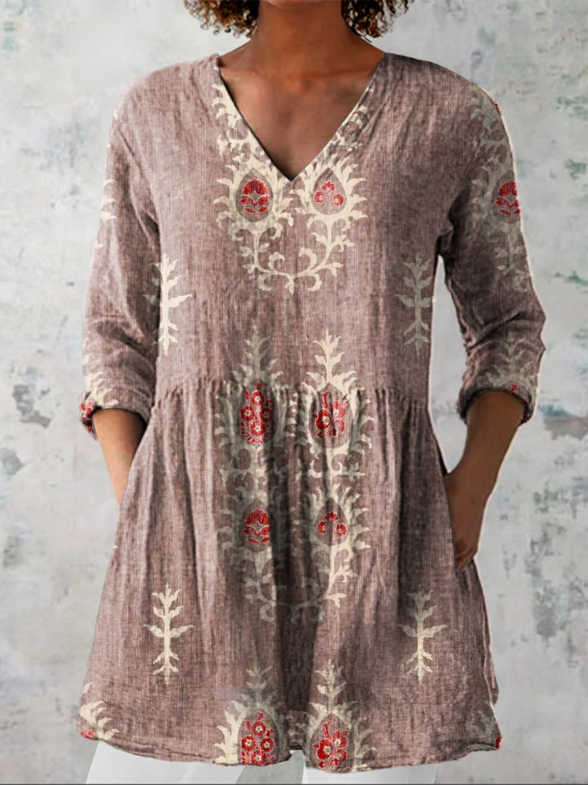 Maeva | Vintage Long Sleeve V-Neck Shirt