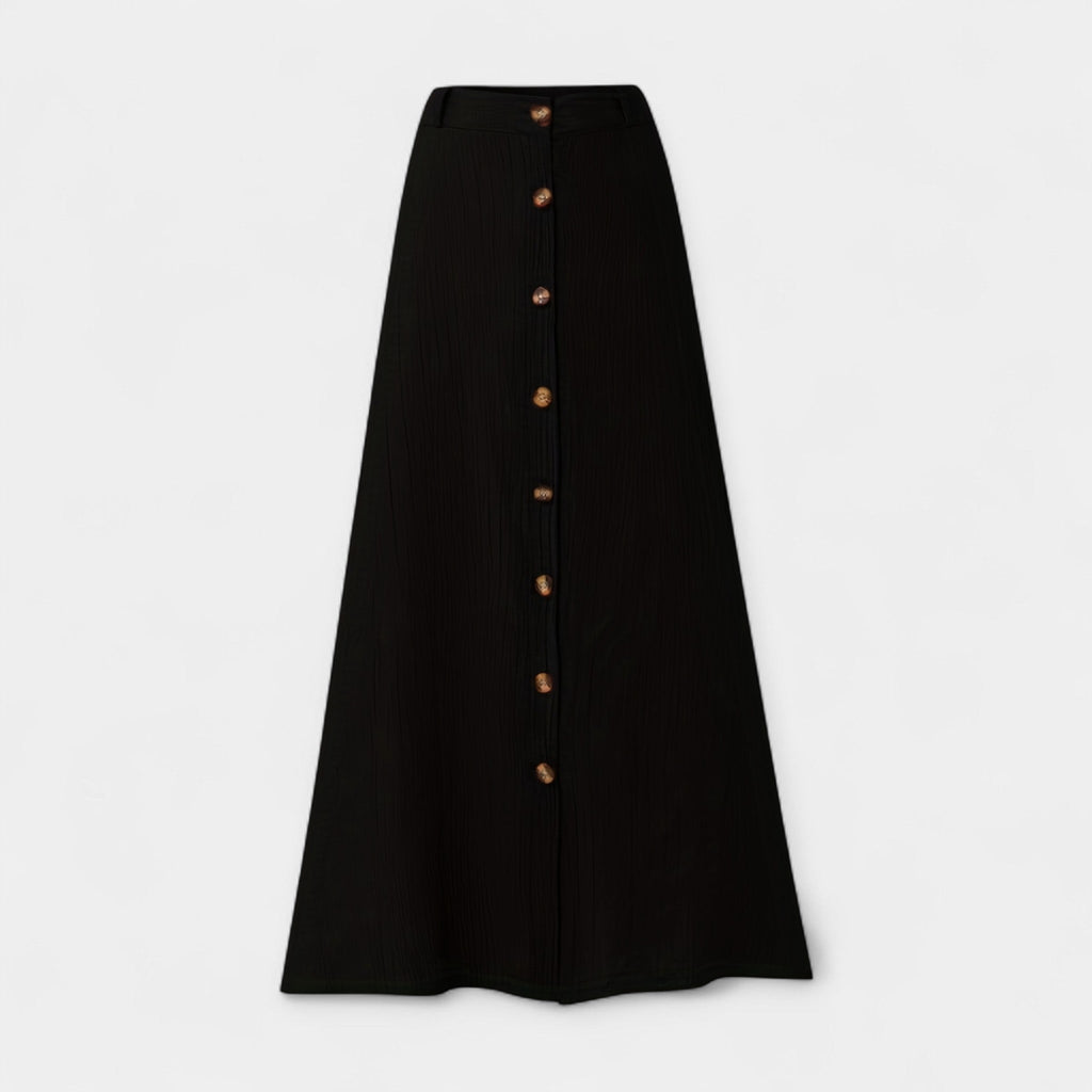 Floaty semi-sheer midi skirt with button-front detail in light blue