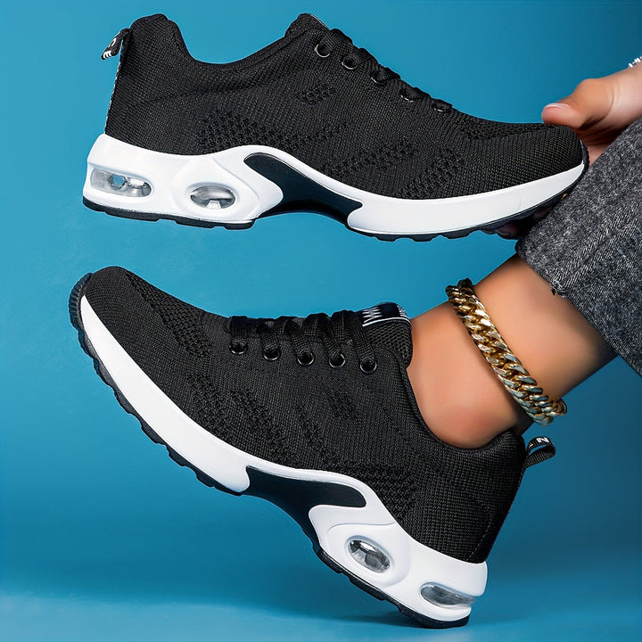 A woman walking further in breathable, air-cushioned non-slip trainers.
