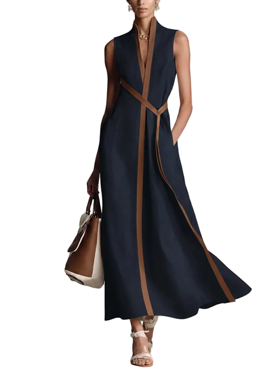Structured dress with contrast detailing in white, also available in blue, navy, yellow and burgundy