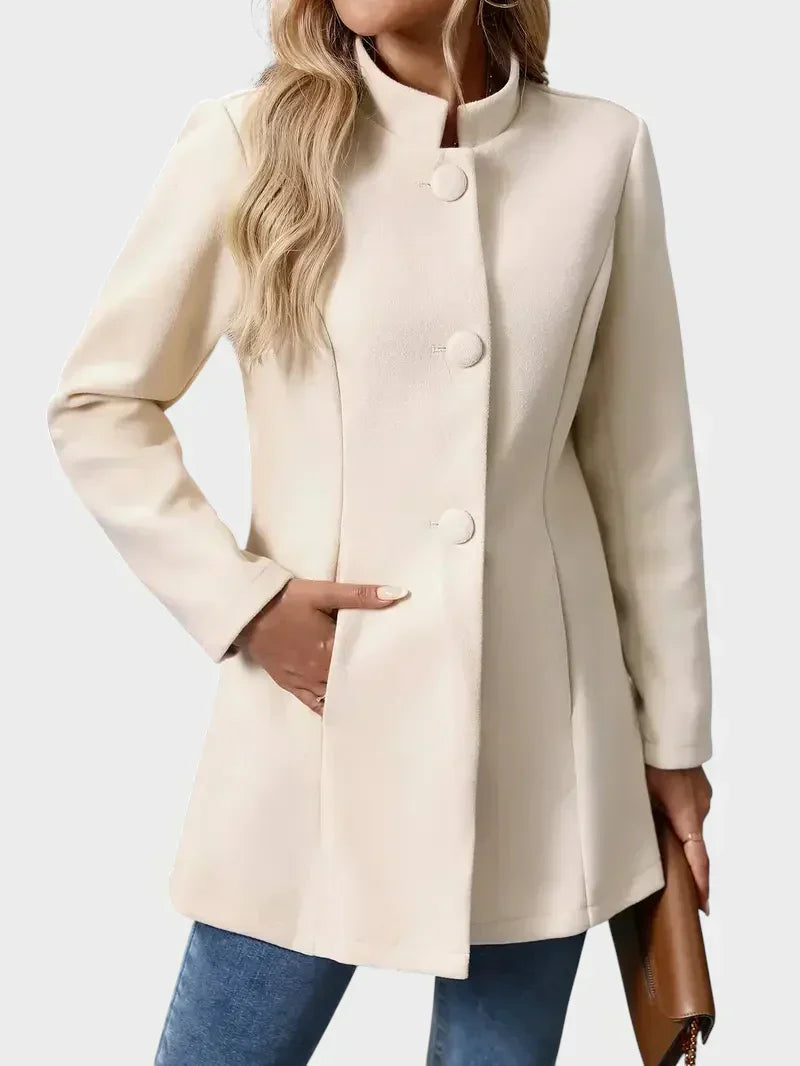 Classic elegant jacket in cream, black and camel with a clean minimalist silhouette