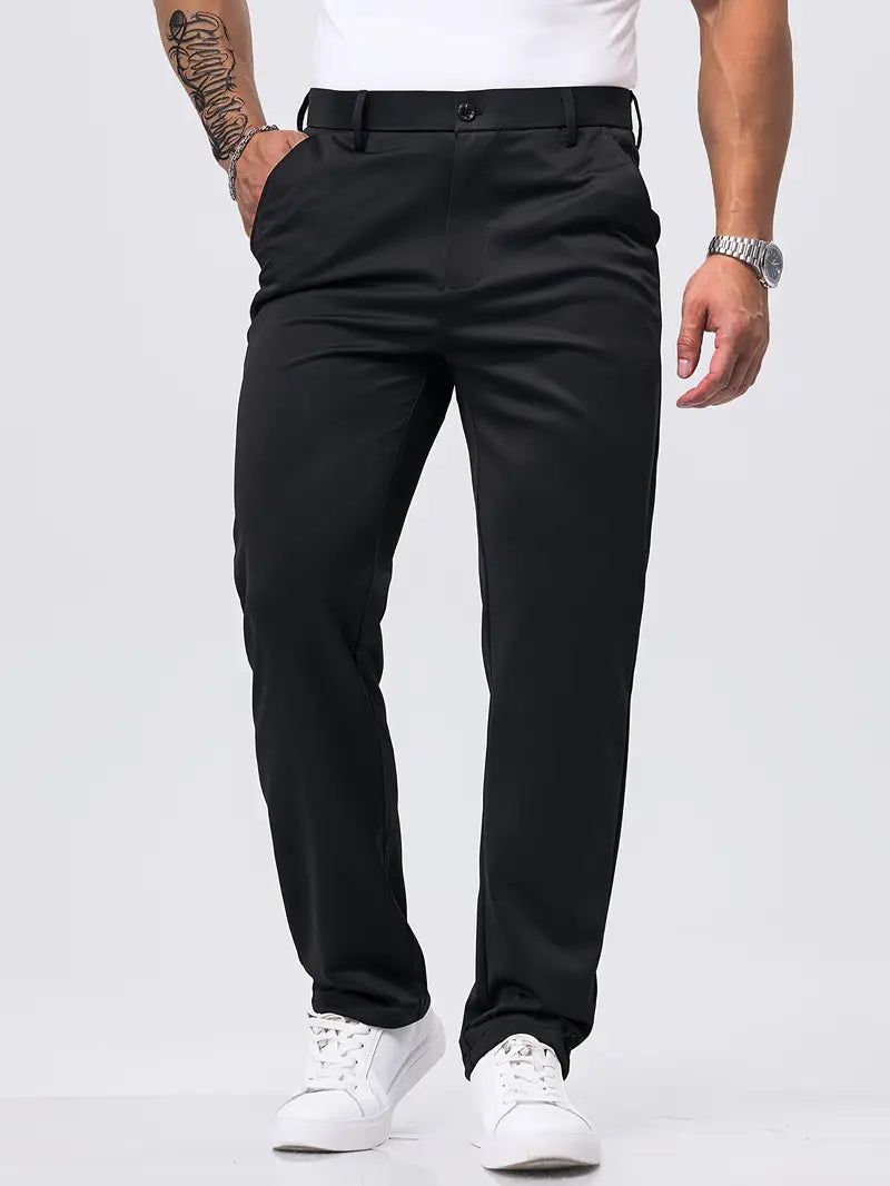 Men's slim-cut tailored trousers in black with a clean refined silhouette