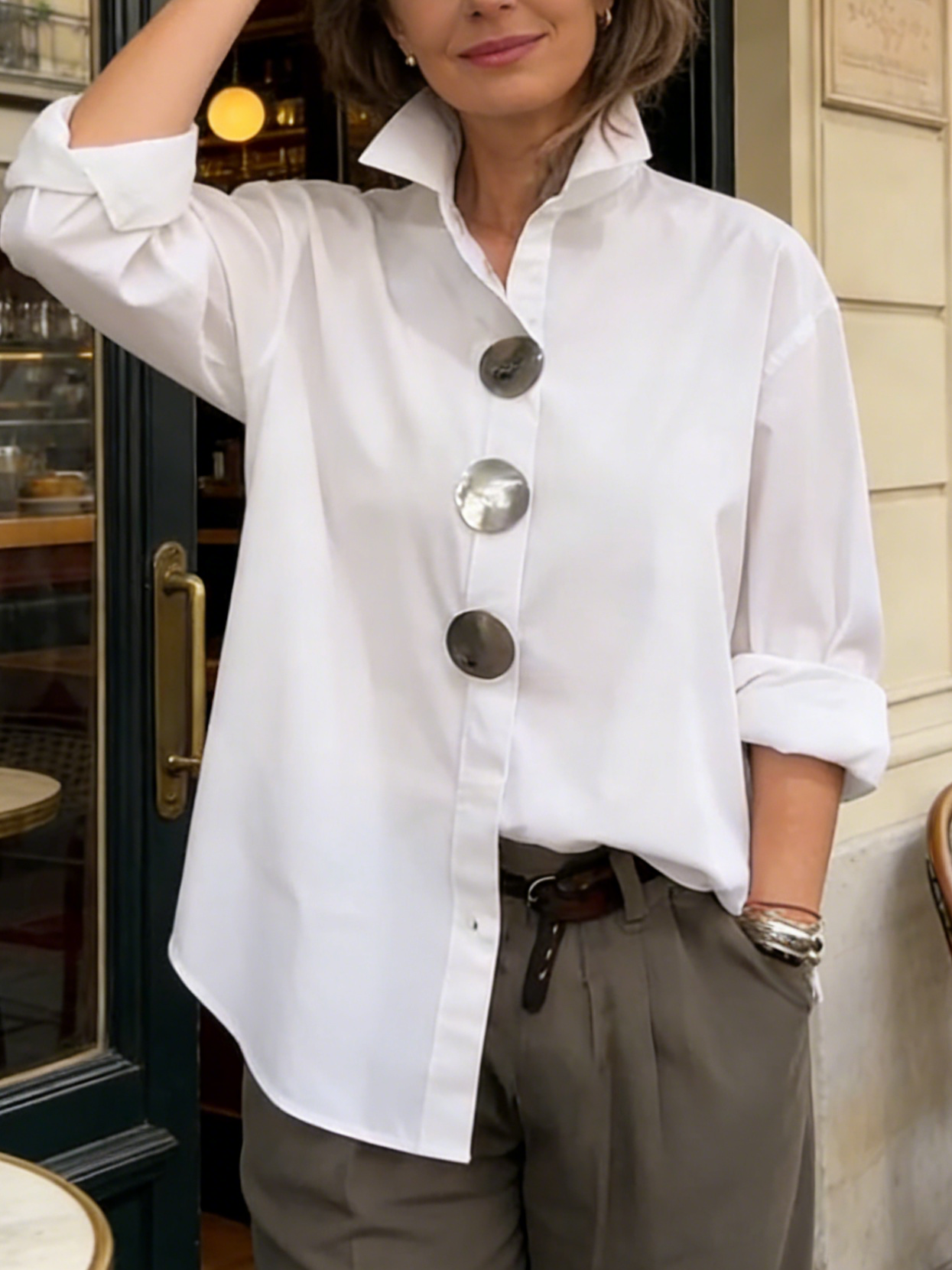 CAMILLE | Women’s Retro Blouse with Stand Collar