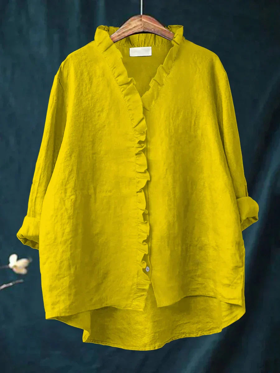 Red softly-draping women's everyday blouse with a relaxed, flattering cut