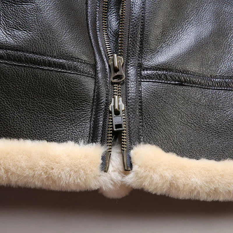 Men's dark brown aviator jacket with classic structured silhouette and zip front