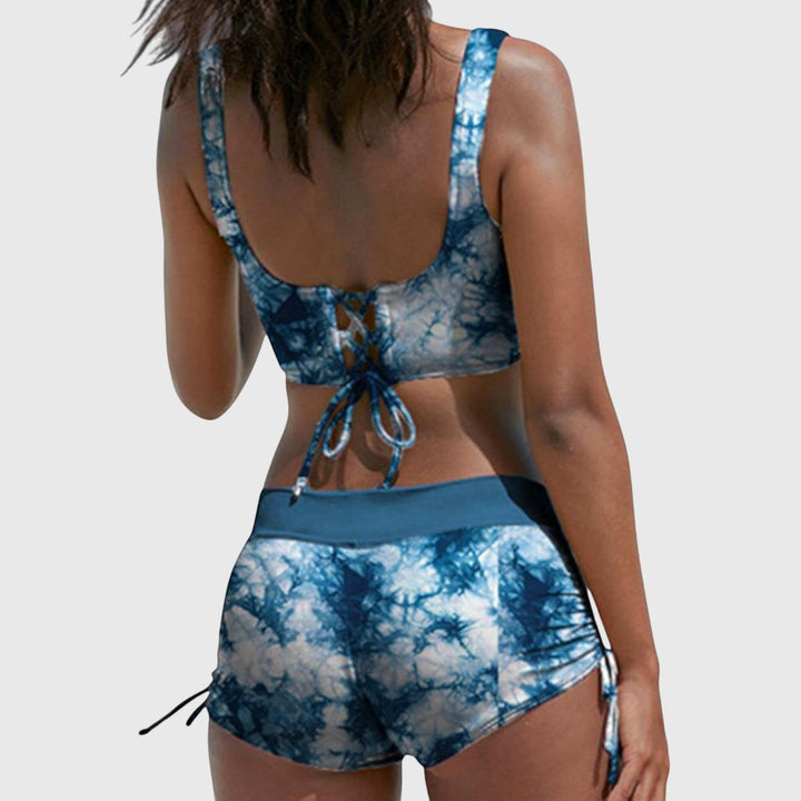 Camo print bikini in camo green, blue, black and red colourways