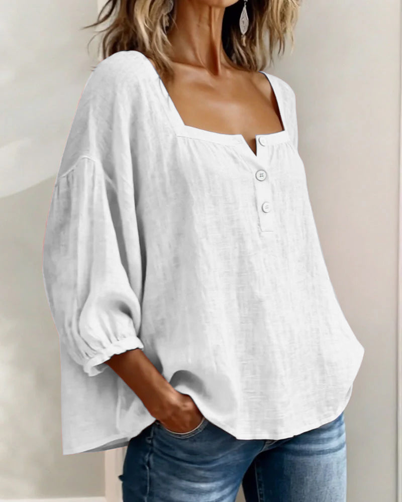 LIV | Square Neck Balloon Sleeve Shirt