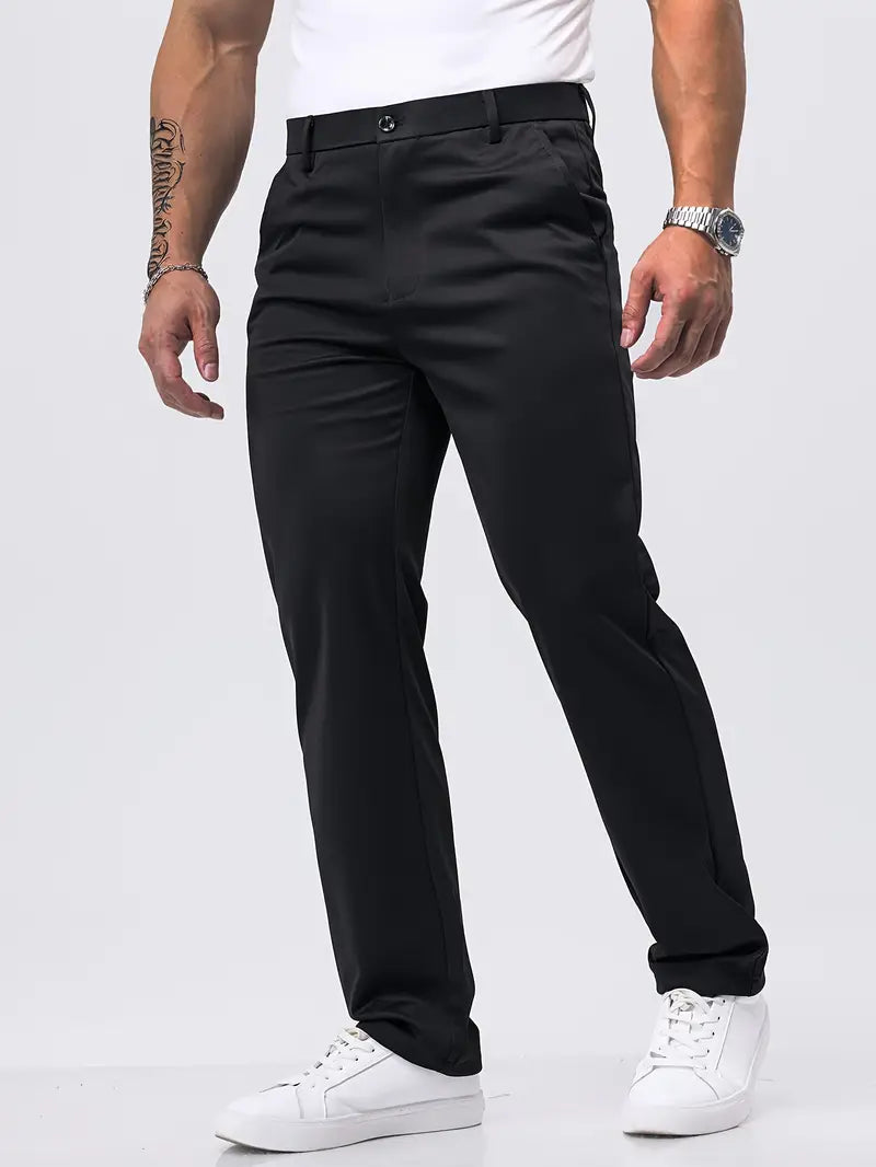 Men's slim-cut tailored trousers in black with a clean refined silhouette