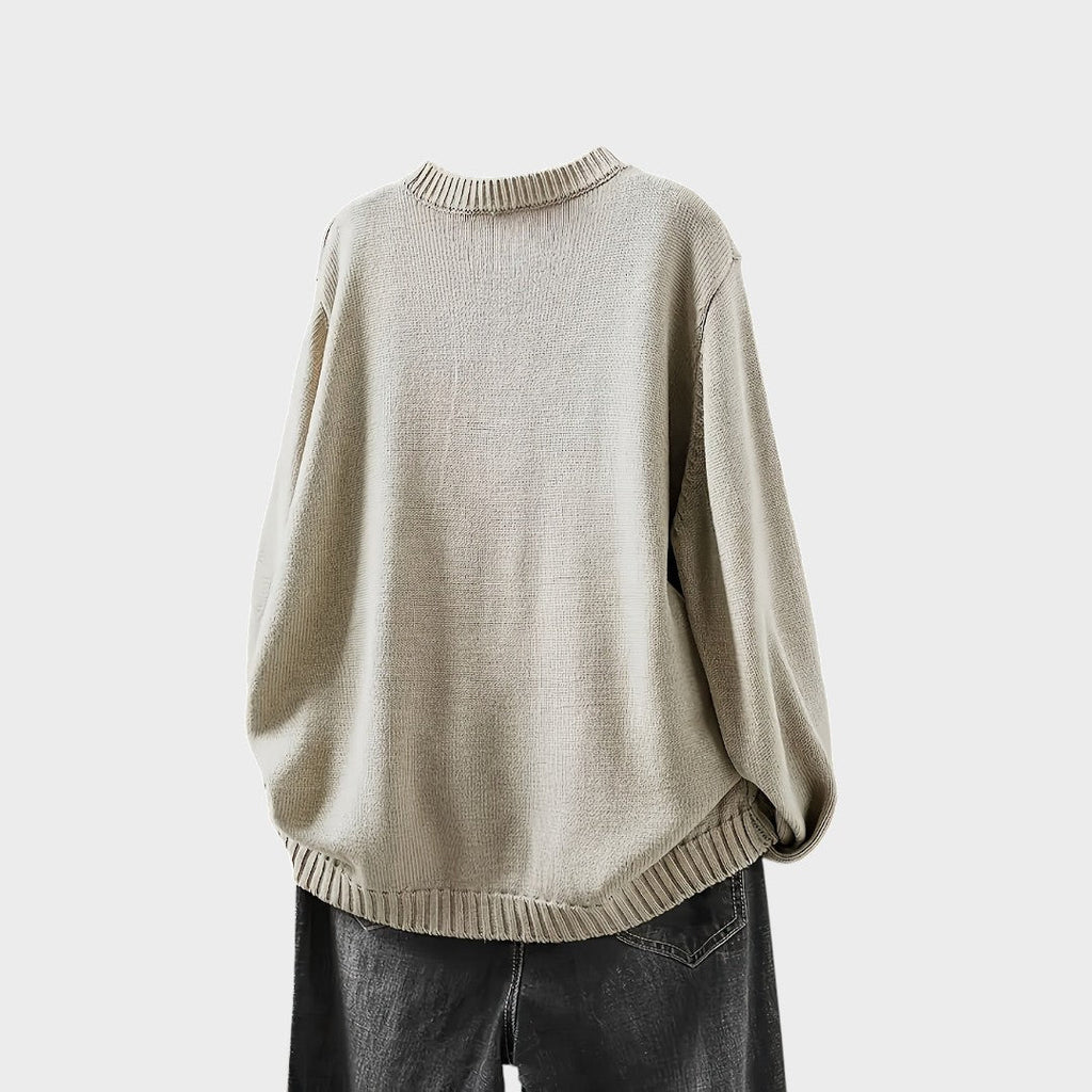 Elegant everyday cardigan in beige, dark brown and green tones with a clean, fitted silhouette