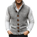Men's retro single-button knit waistcoat in a classic structured silhouette