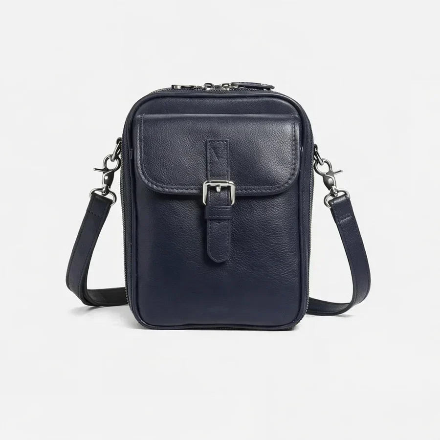 Small structured handbag with multiple pockets, available in light blue, green, orange, black, burgundy, white, pink and navy