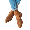 Classic women's loafer in brown, also available in grey, black and leopard print, with a clean streamlined shape