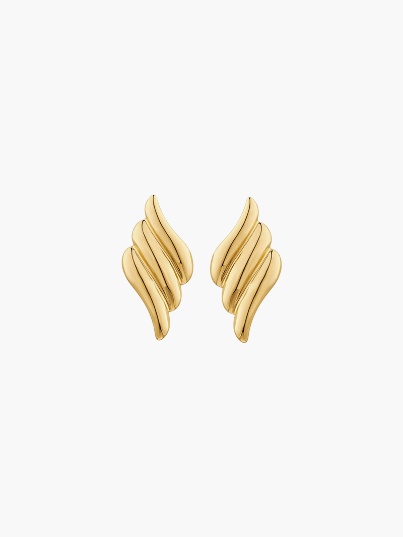 Gold celestial angel drop earrings with delicate design