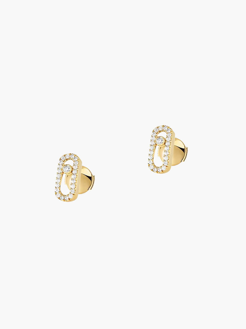Gold hoop stud earrings with smooth polished finish