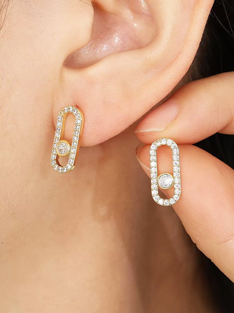 Gold hoop stud earrings with smooth polished finish